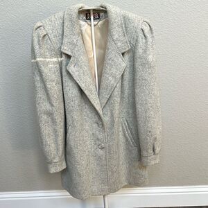 New York Girl Vintage Size 8 NYG Beige Tan Cream Wool Coat Lined Made in USA 80s
